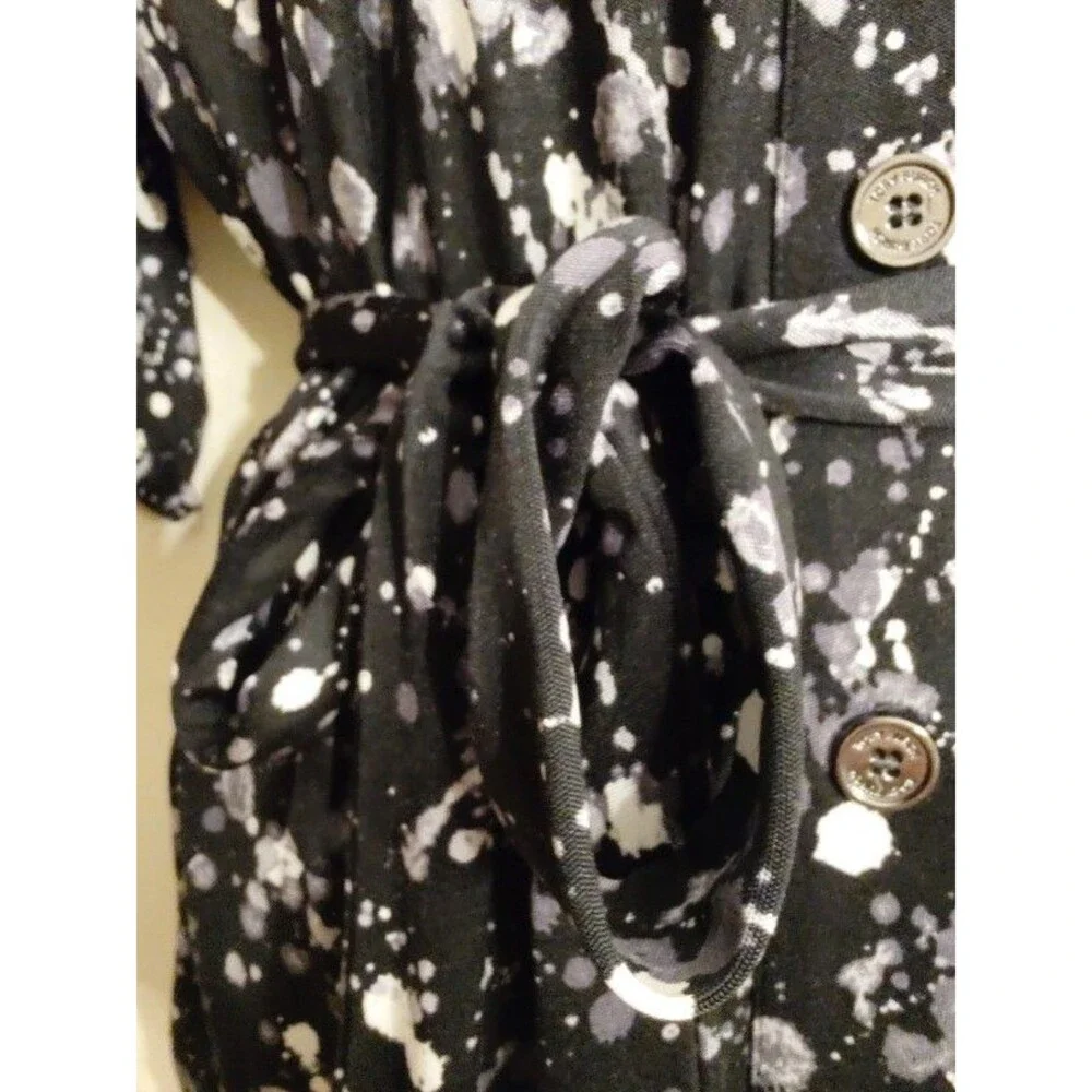 Women's Tory Burch 100% Silk Black White Belted Dress Size Small